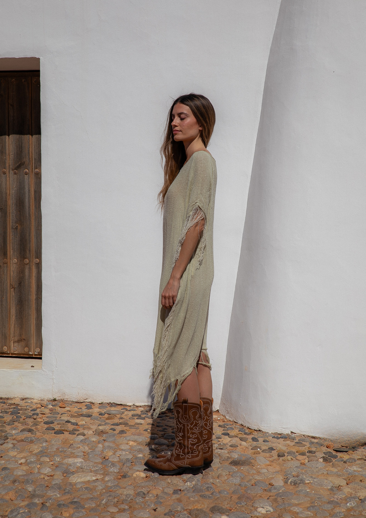 AURA KAFTAN DRESS- BONE WHITE