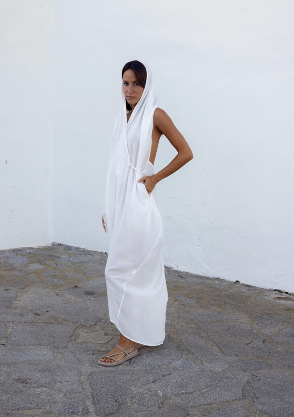 HOOD KAFTAN- WHITE
