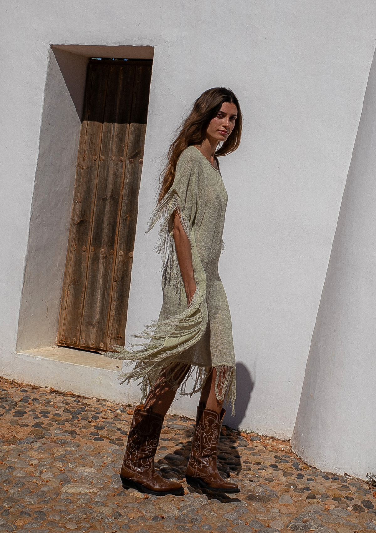 AURA KAFTAN DRESS- BONE WHITE