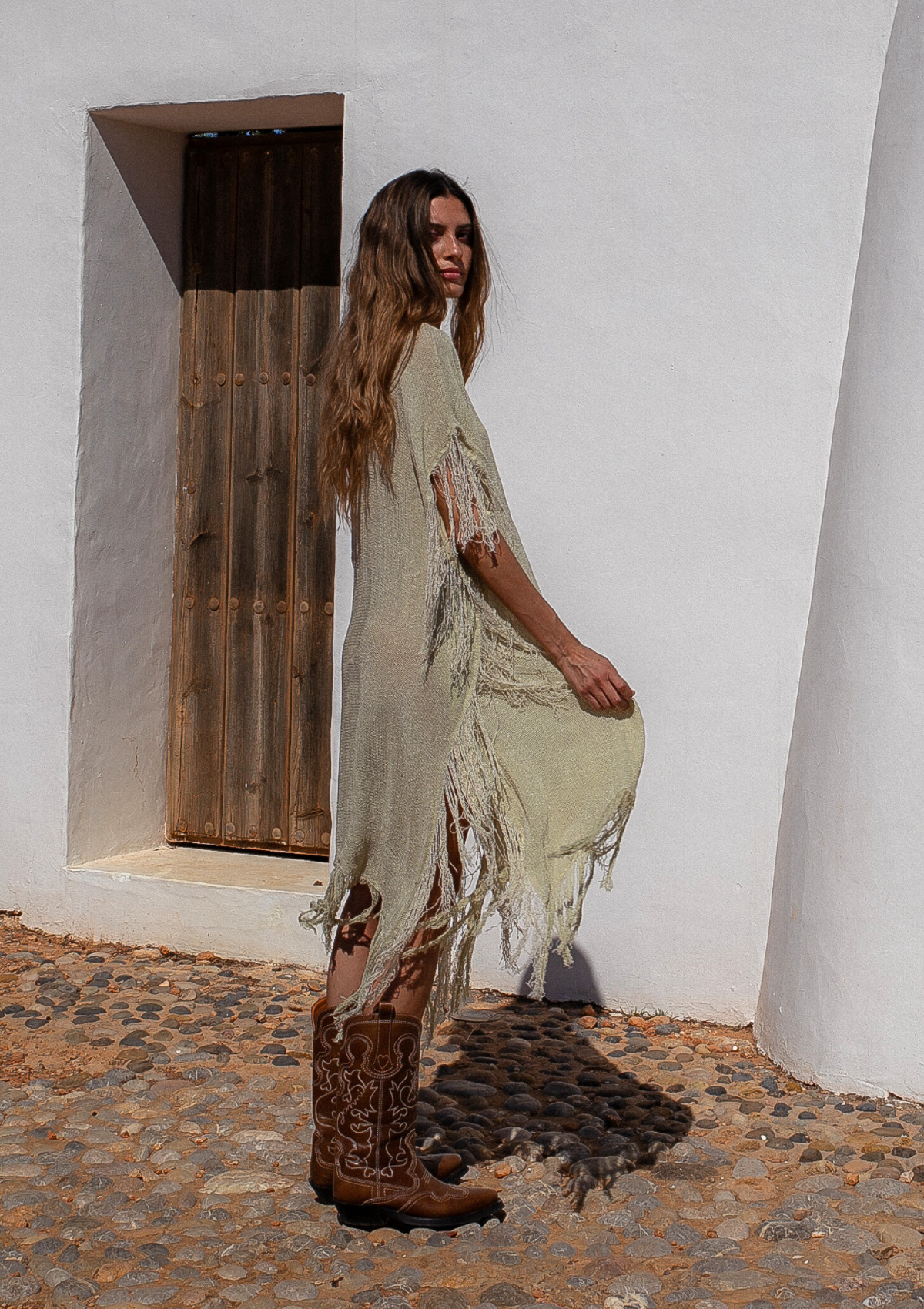 AURA KAFTAN DRESS- BONE WHITE