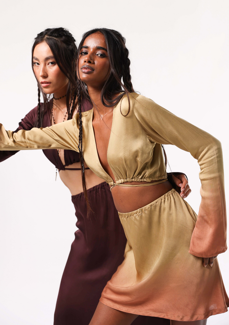 JUNIPER TIE TOP - CURRY/ PUMPKIN OMBRE