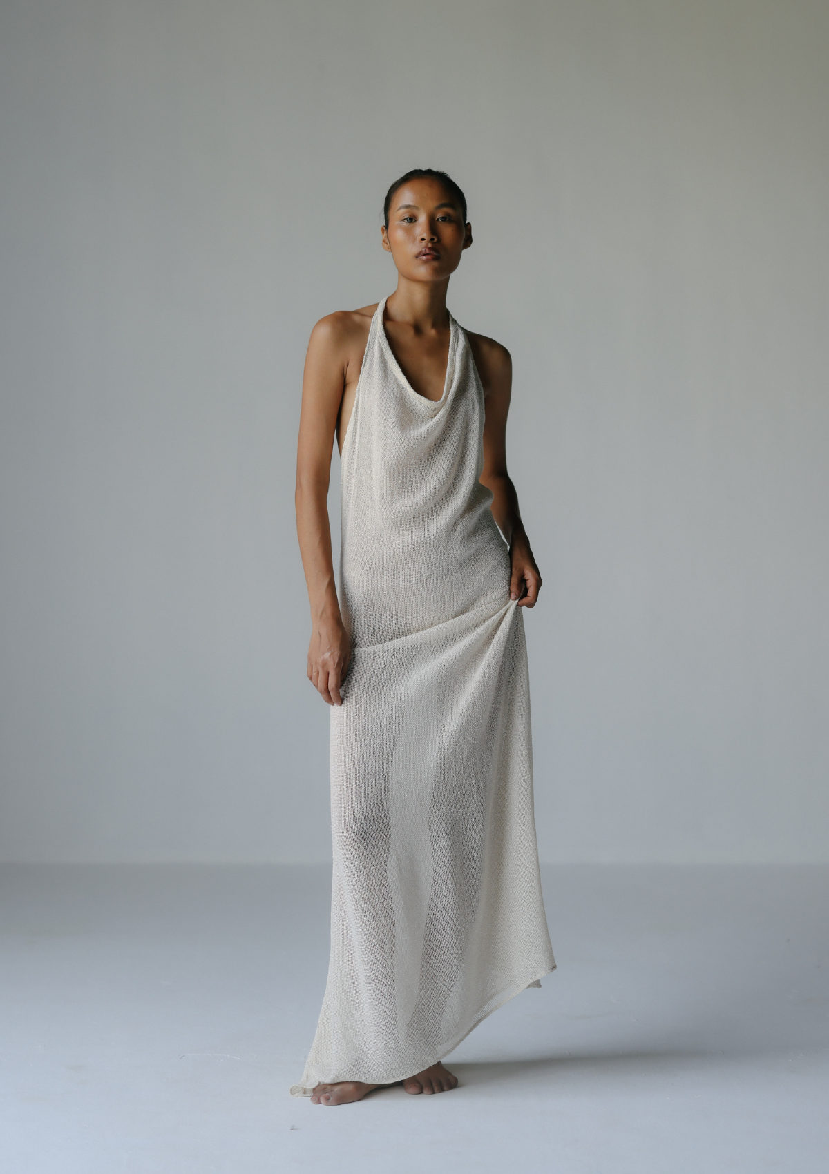 MARA HALTER DRESS- NATURAL