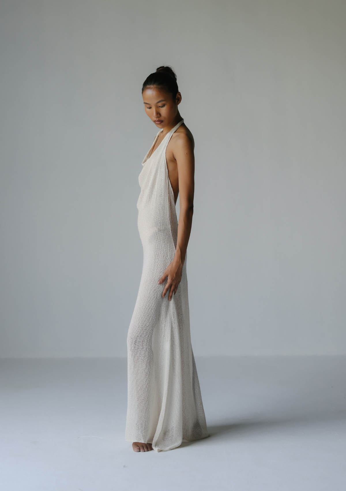 MARA HALTER DRESS- NATURAL