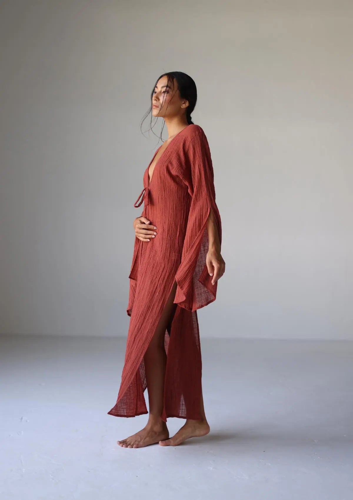SIA KAFTAN DRESS - BAKED CLAY