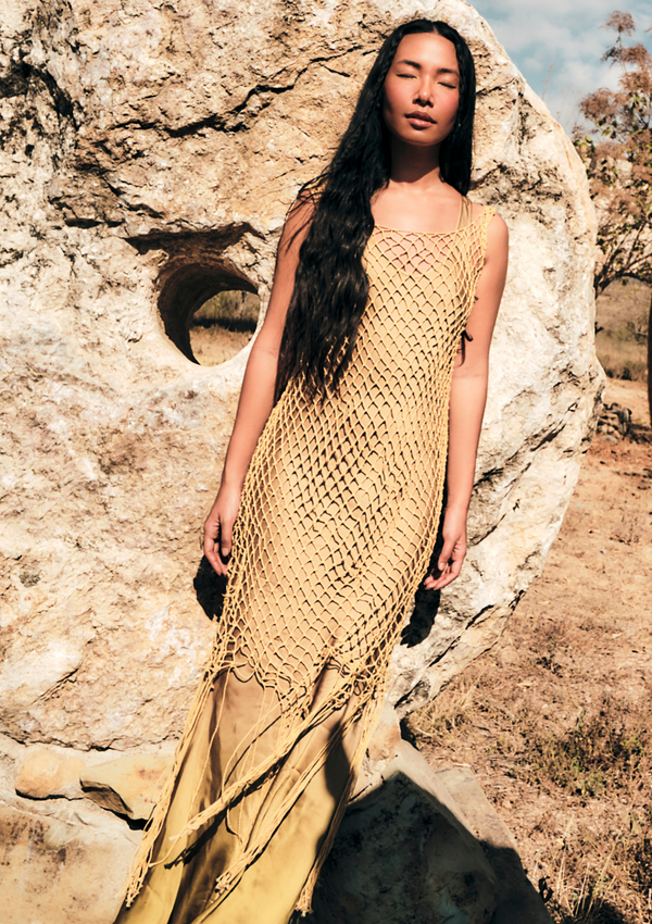 JESSA MACRAME DRESS - OLIVE OIL