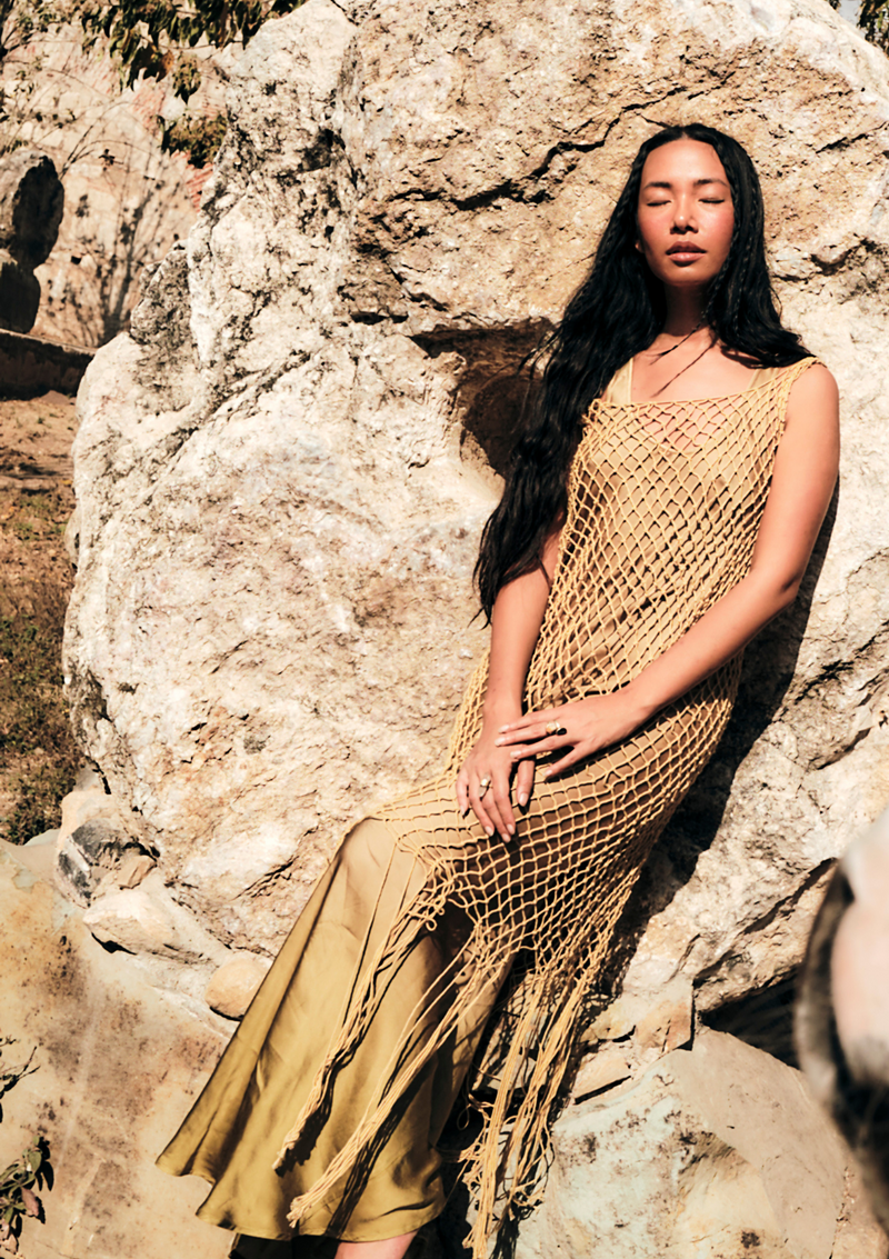 JESSA MACRAME DRESS - OLIVE OIL