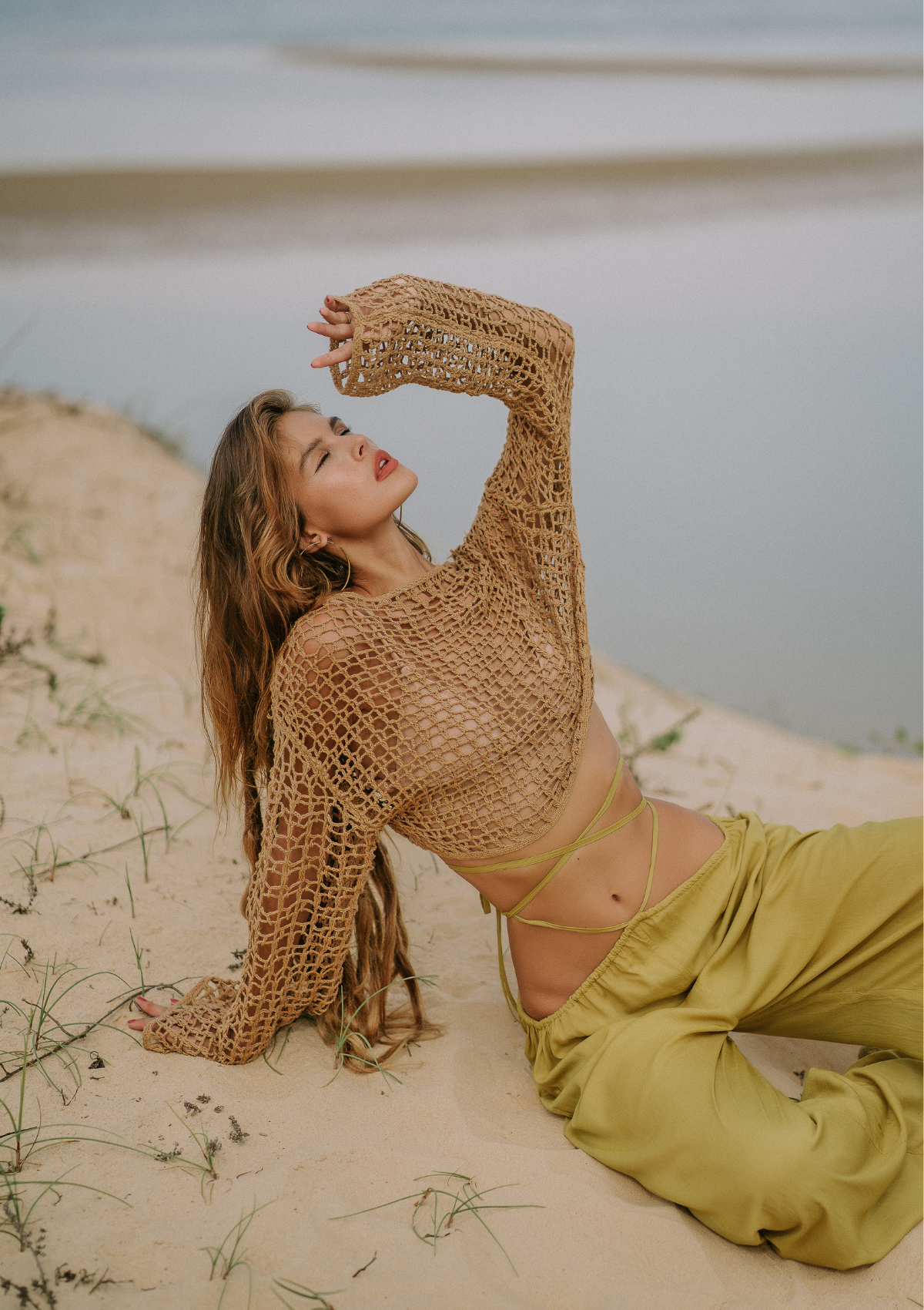 KALI CROCHET SWEATER - GOLDEN TAN