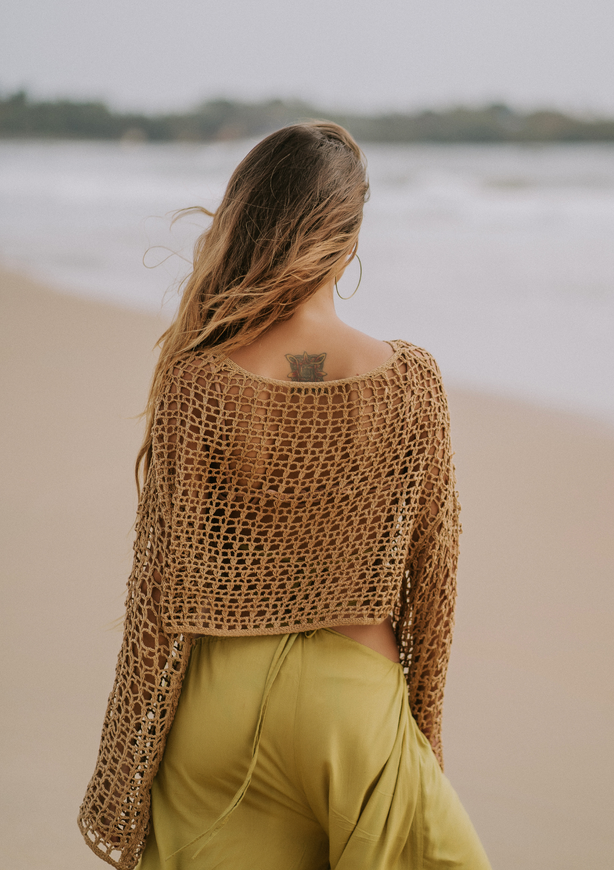 KALI CROCHET SWEATER - GOLDEN TAN