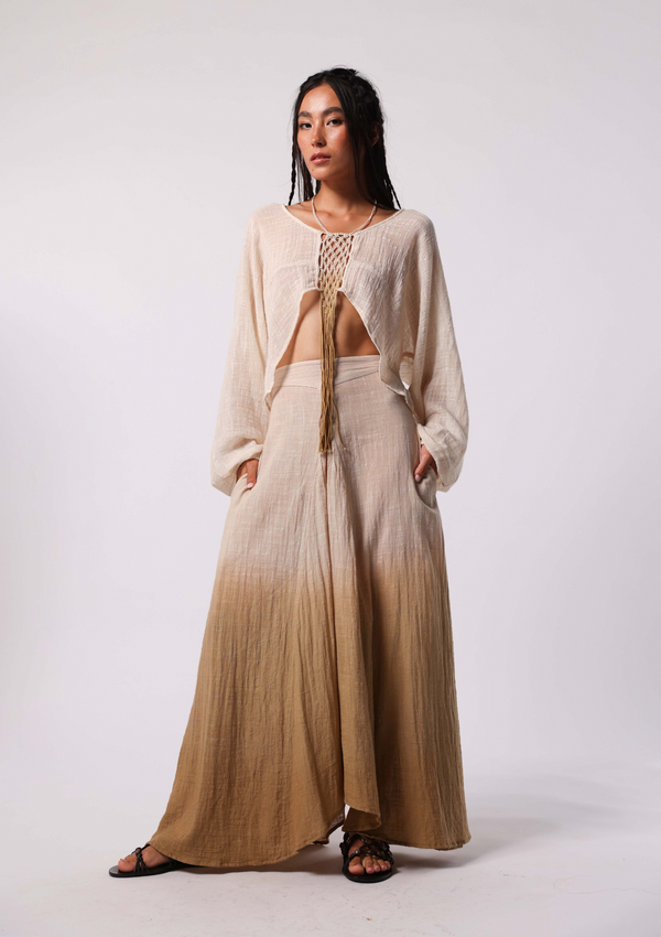 BLOOM MAXI SKIRT - UNDYED WITH CURRY OMBRE