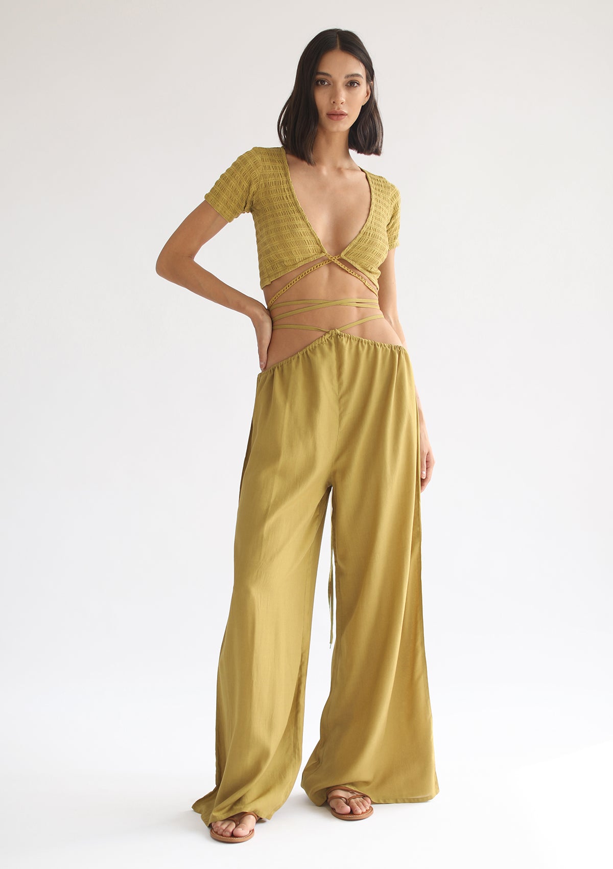 LARA TROUSER - OLIVE OIL