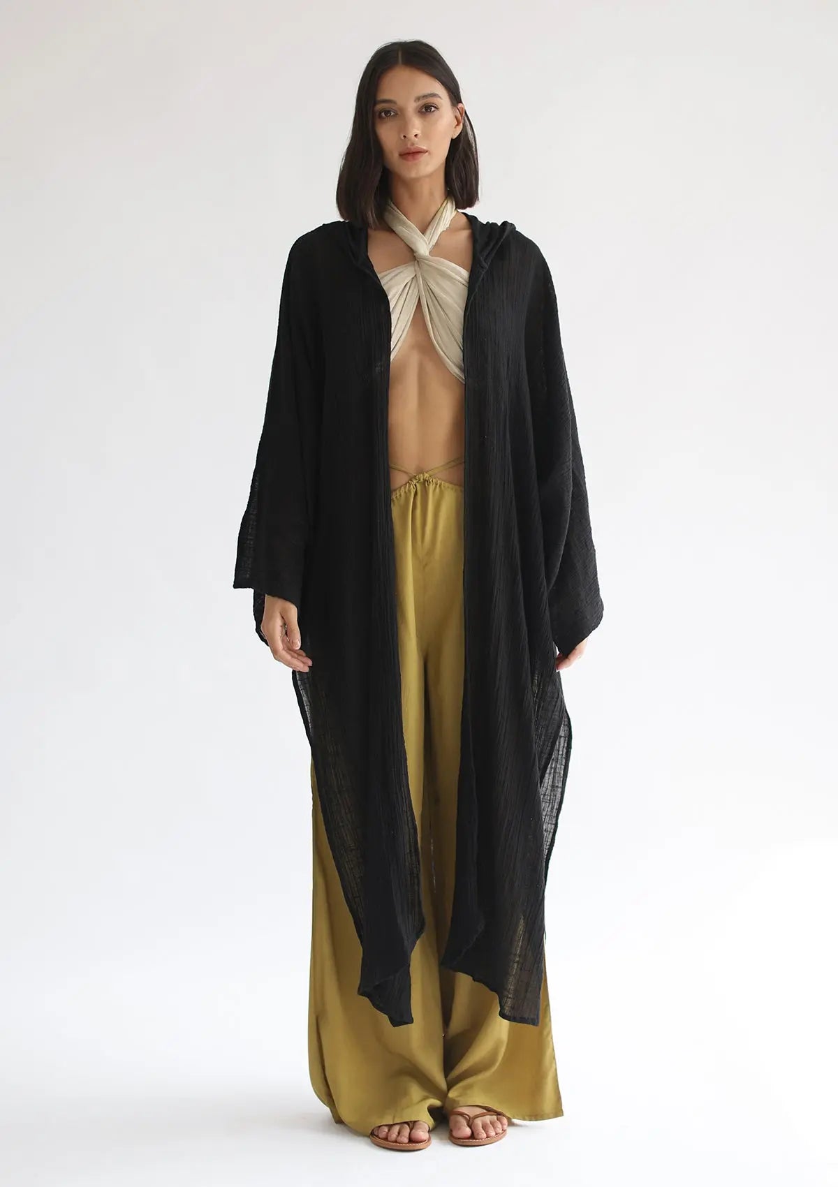RHEA HOODED CAPE - BLACK - Studio Tia