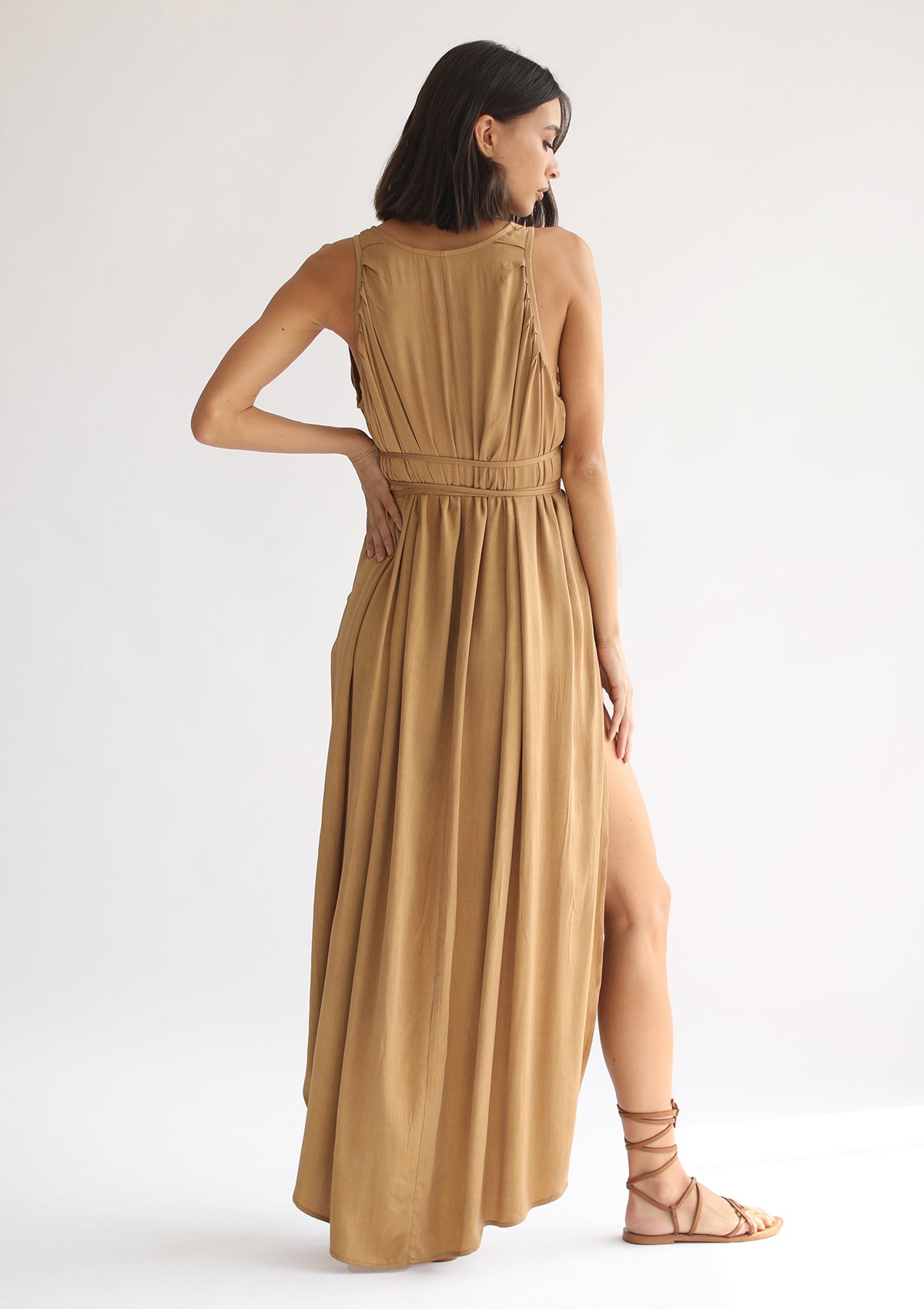 GABRIELLA WRAP DRESS - GOLDEN TAN