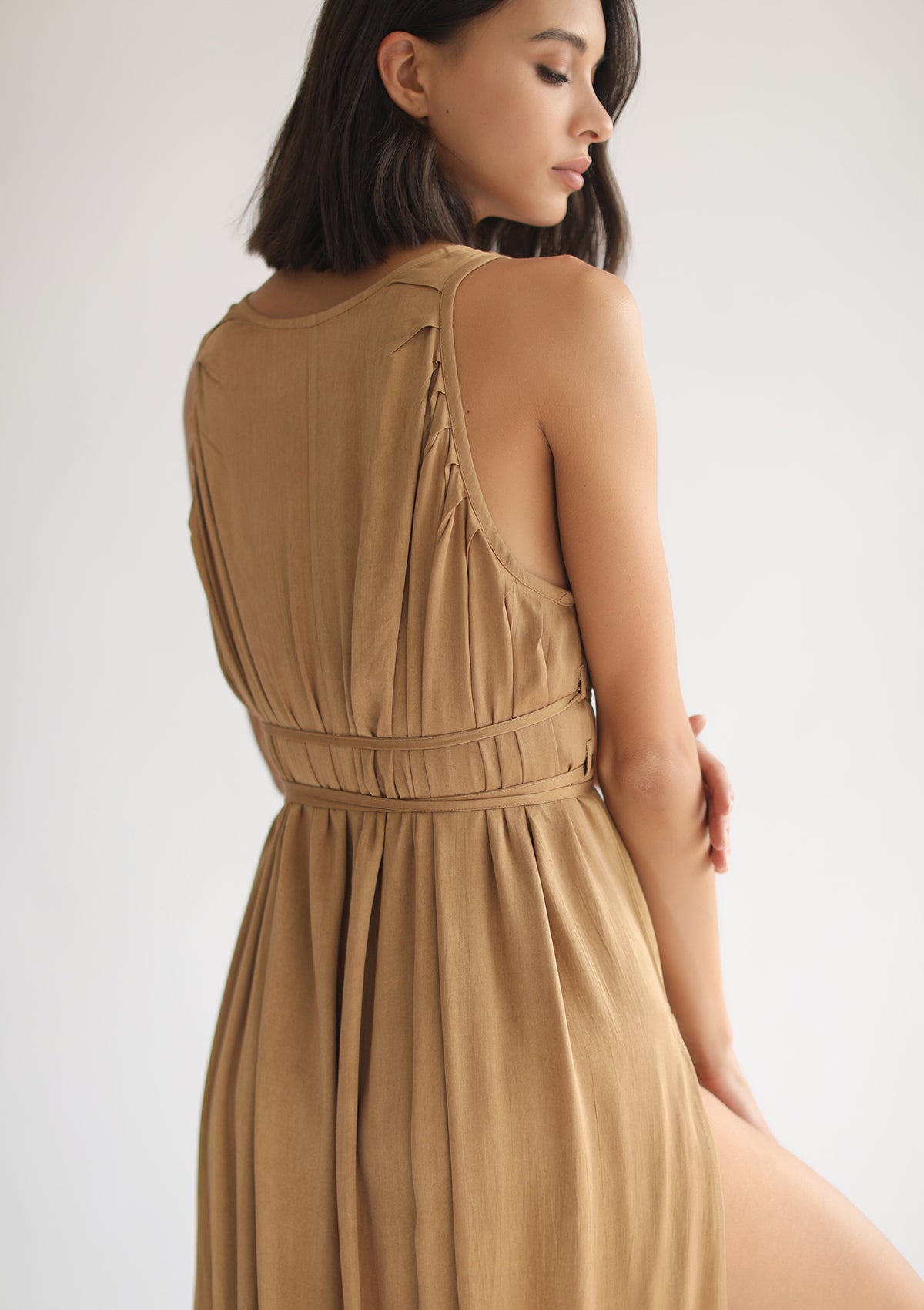 GABRIELLA WRAP DRESS - GOLDEN TAN